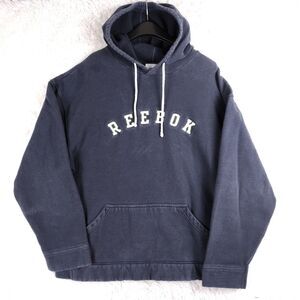 EXCELLENT Vtg 90s Y2K Reebok Hoodie Embroidered Arch Logo Sz L Thick Cotton Soft